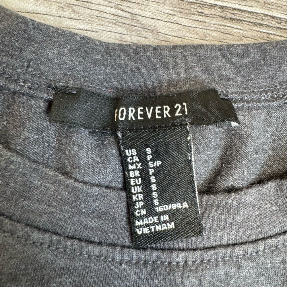 Forever 21 Striped Sleeve Baseball Tee Gray Short Sleeve Top S - Picture 4 of 10